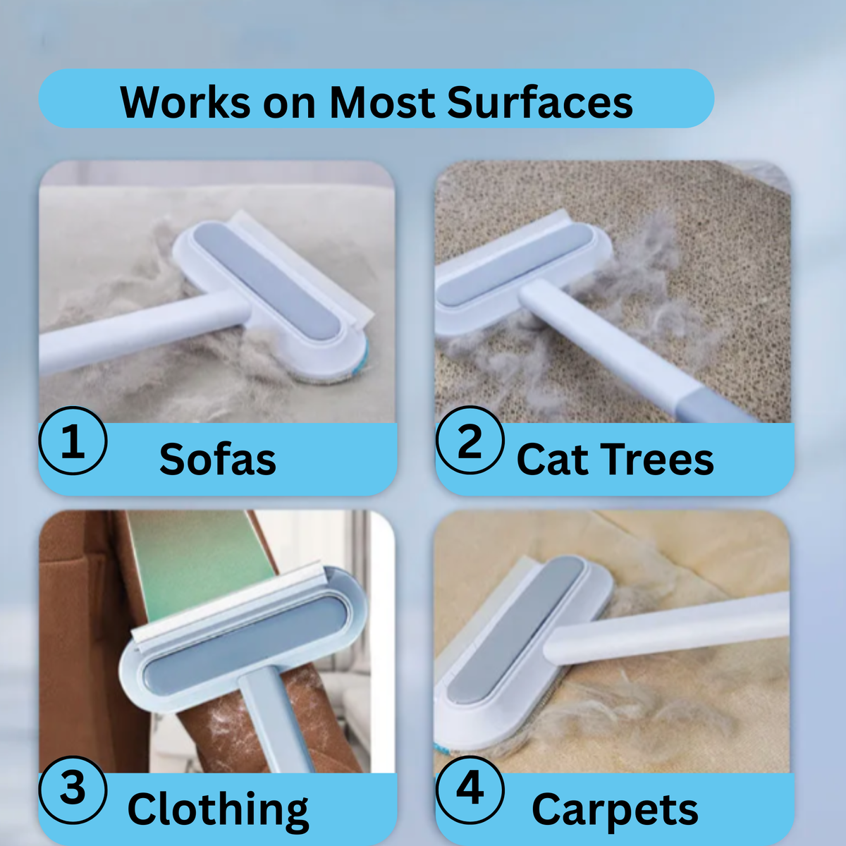 Reusable Pet Hair Remover Brush for Carpets, Couches & Furniture